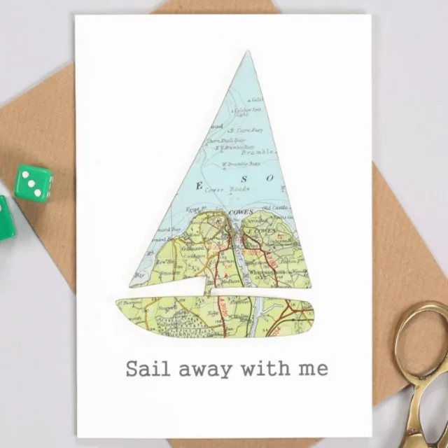 Handmade map sailing cards  (pk of 6)
