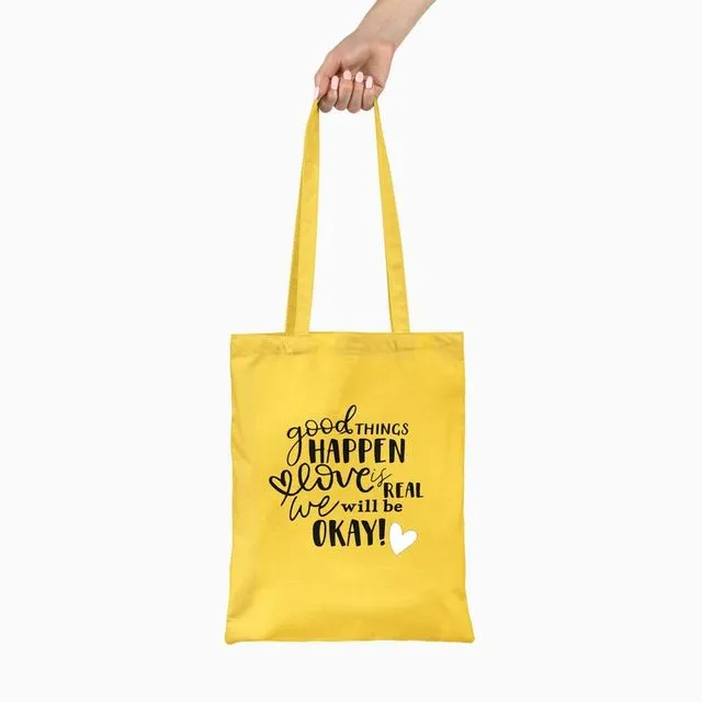 Love Is Real Yellow Tote Bag