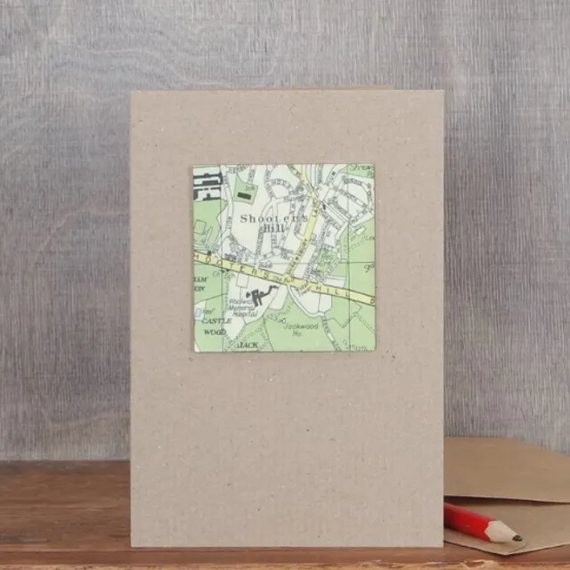 Handmade map square cards  (pk of 6)