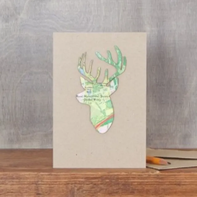 Handmade map stag cards (pk of 6)