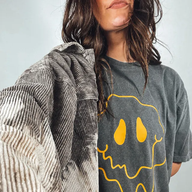 Drippy Smiley Face Oversized Graphic TShirt