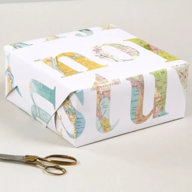 Luxury map gift wrap (pk of 20) - Map Alphabets