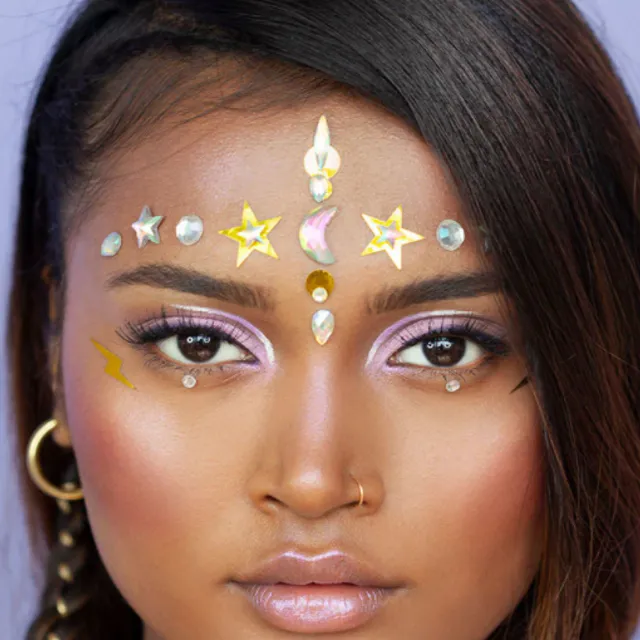 Holographic Galaxy | Mixed Face Gems & Holographic Face Stickers (Pack size: 50)