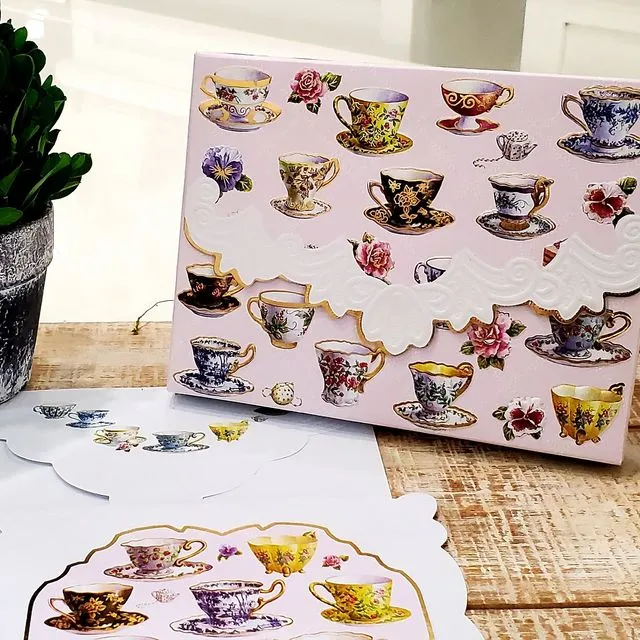 Tea Cup Note Cards by Carol Wilson Fine Arts