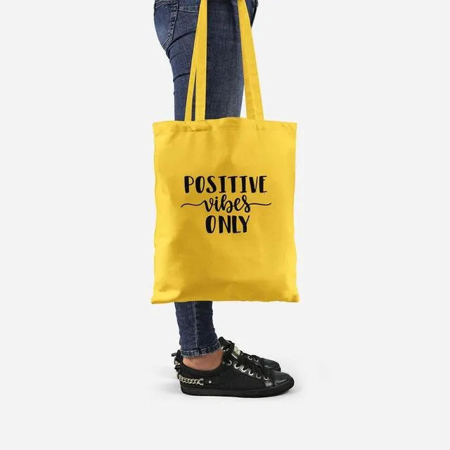 Positive Vibes Only Yellow Tote Bag