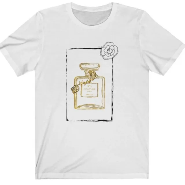 White Graphic "Couture" Perfume Bottle Women's Tee