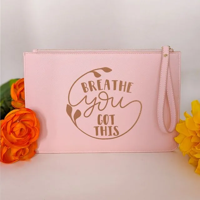 Breathe You Got This Faux Leather Clutch Bag