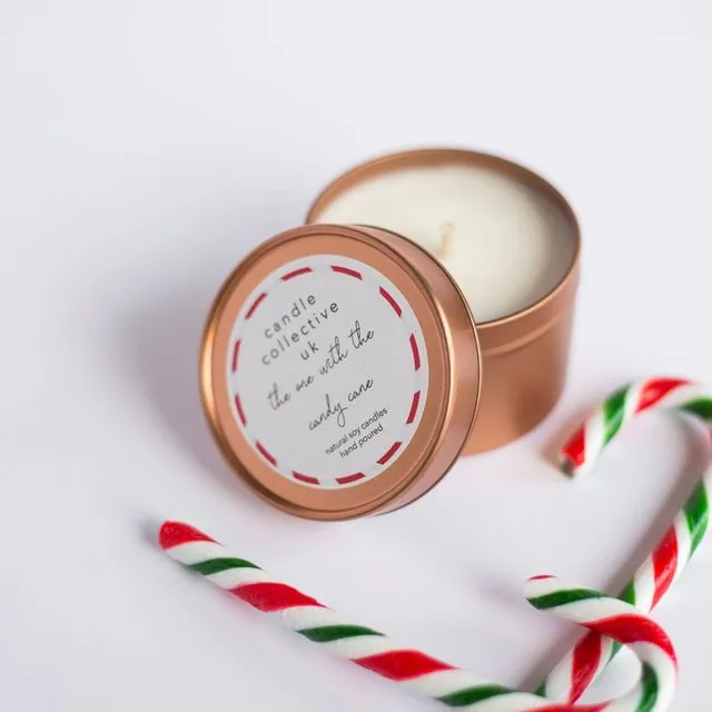 Candy Cane Candle Tin