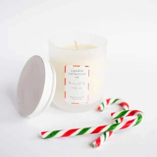 Candy cane Frosted Glass Jar Candle