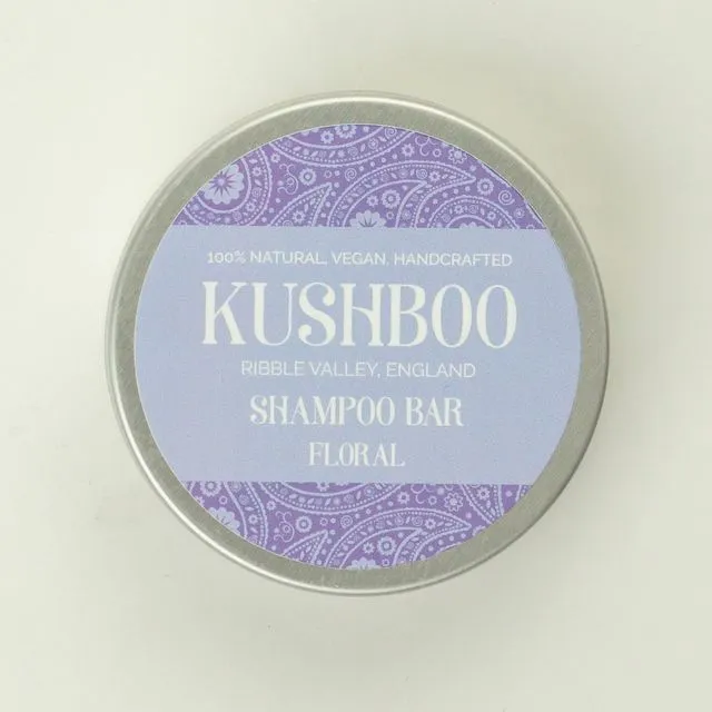 Kushboo Floral Shampoo Bar in tin