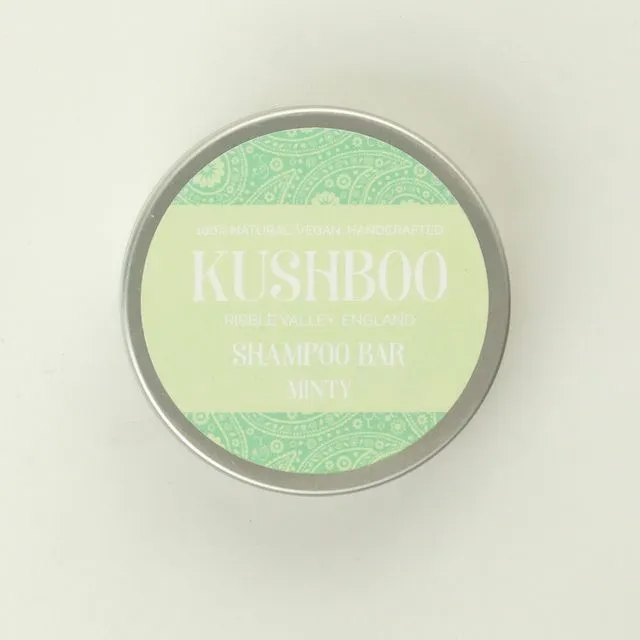 Kushboo Minty Shampoo Bar in tin