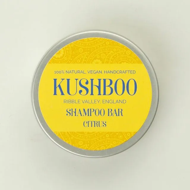 Kushboo Citrus Shampoo Bar in tin