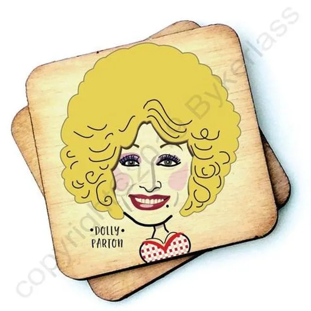 Dolly Parton Character Wooden Coaster - RWC1 - Pack of 6