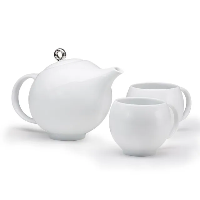 Eva 3-piece Teaset in Glossy White Porcelain