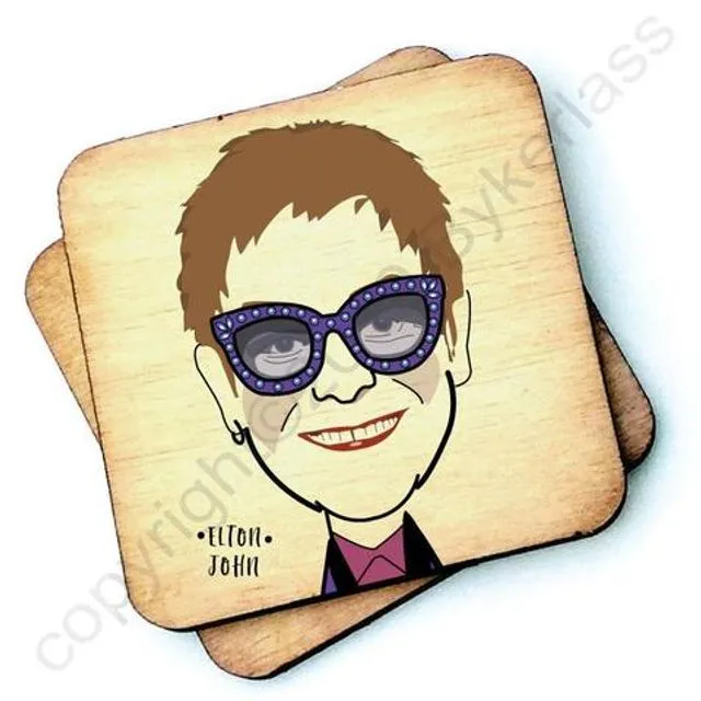 Elton John Character Wooden Coaster - RWC1 - Pack of 6