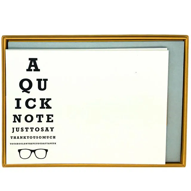 Eye Test Thank You Notecard Set with Grey Envelopes