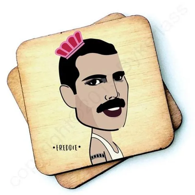 Freddie Mercury Character Wooden Coaster - RWC1 - Pack of 6