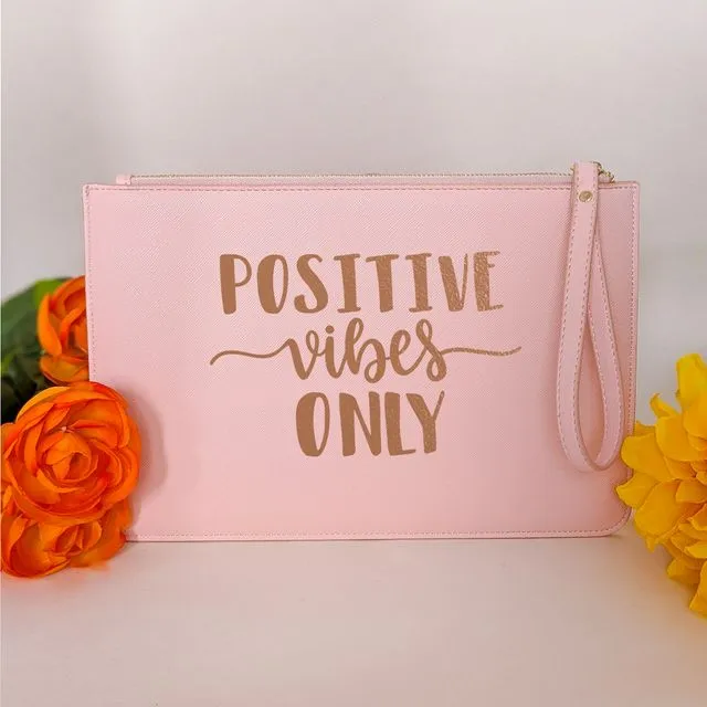 Positive Vibes Only Faux Leather Clutch