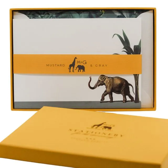 Darwin's Menagerie "Hasty Elephant" Notecard Set with Lined Envelopes