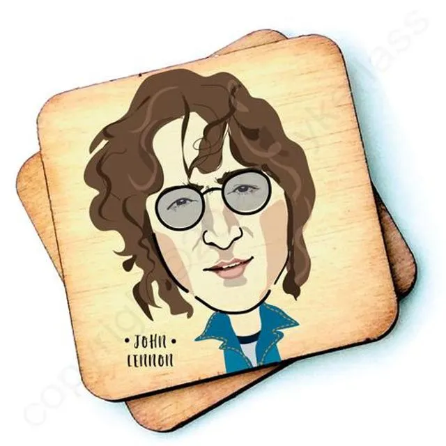 John Lennon (1970's) Character Wooden Coaster - RWC1 - Pack of 6
