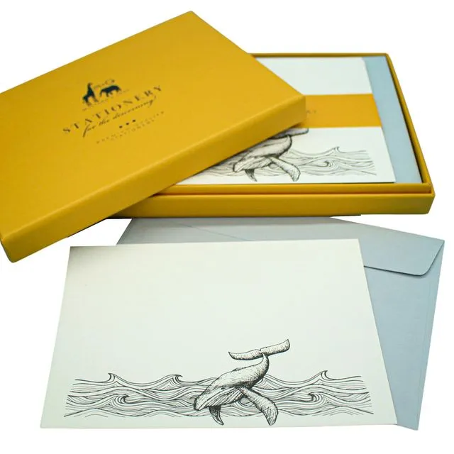 Night Whale Notecard Set with Grey Envelopes