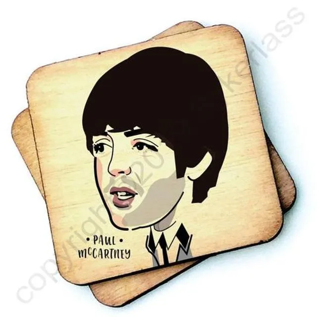 Paul McCartney Character Wooden Coaster - RWC1 - Pack of 6