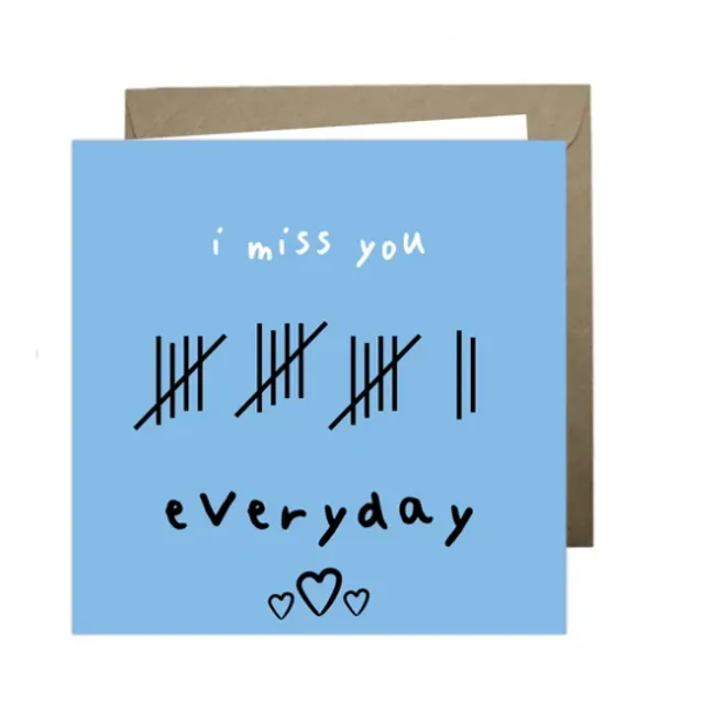 'I Miss You Everyday' Paper Hearts Card