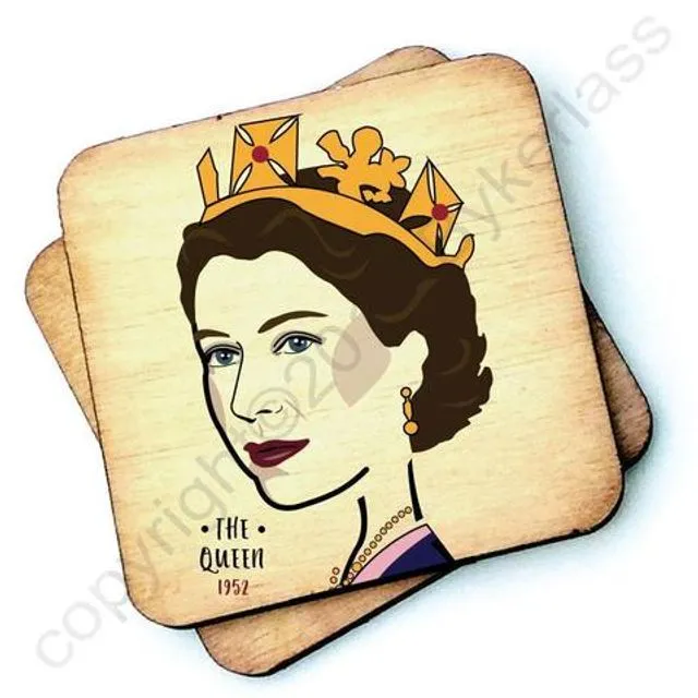 The Queen (1952) Character Wooden Coaster - RWC1 - Pack of 6