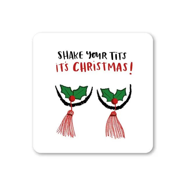 Tits Christmas Coaster pack of 6