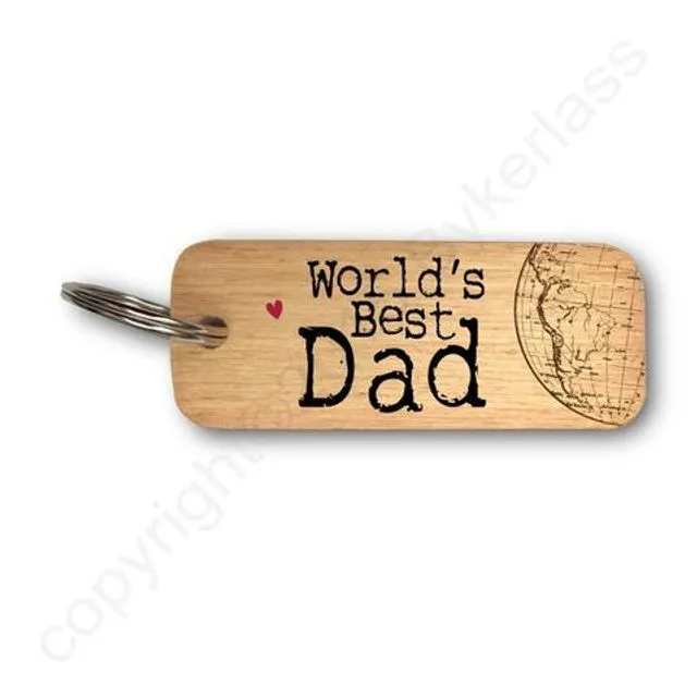 World's Best Dad Rustic Wooden Keyring - RWKR1 - Pack of 6