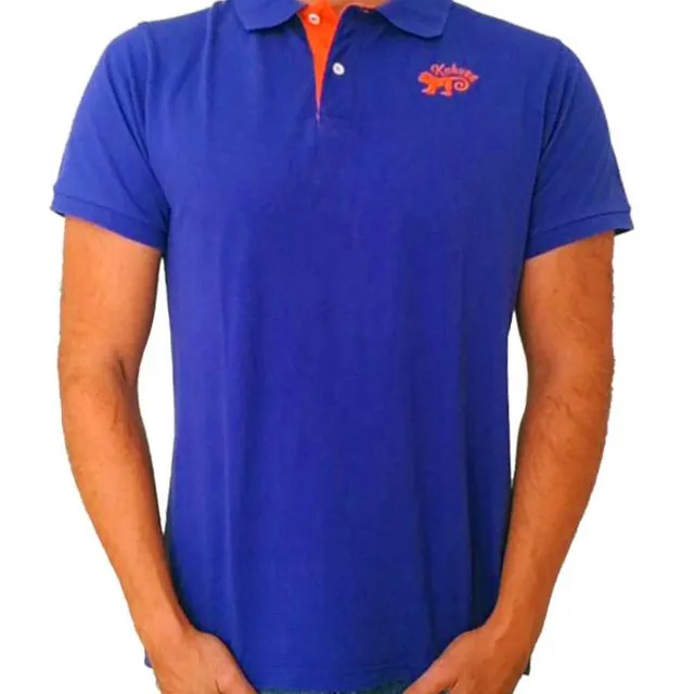 Monkey polo shirt Royal Blue & Orange