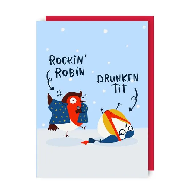 Rockin' Robin Christmas Greeting Card pack of 6