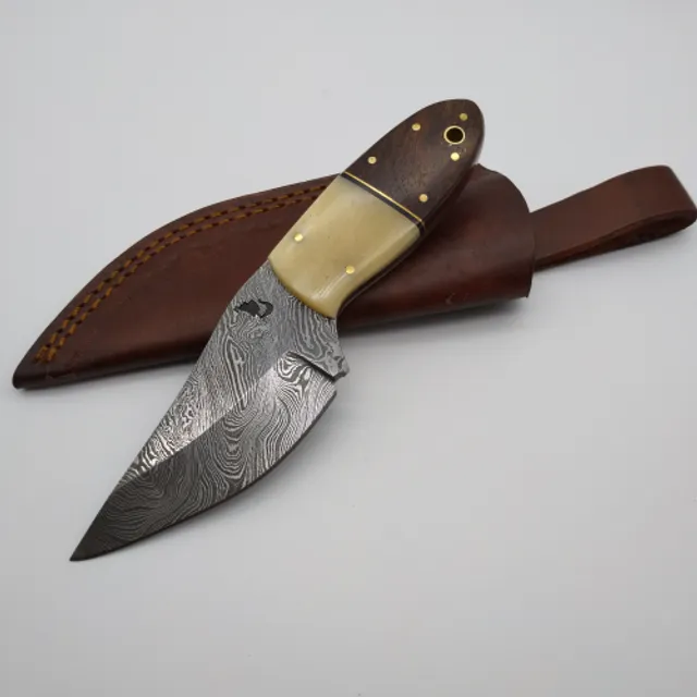 OPPLAV SkollWolf 3.54 damask knife Nordic Knife Handcrafted with Damascus Steel.