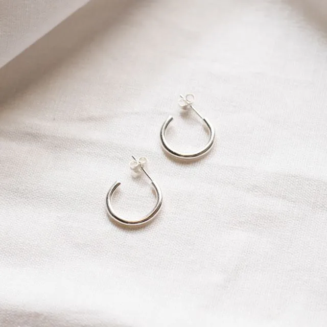 Recycled silver simple small hoops