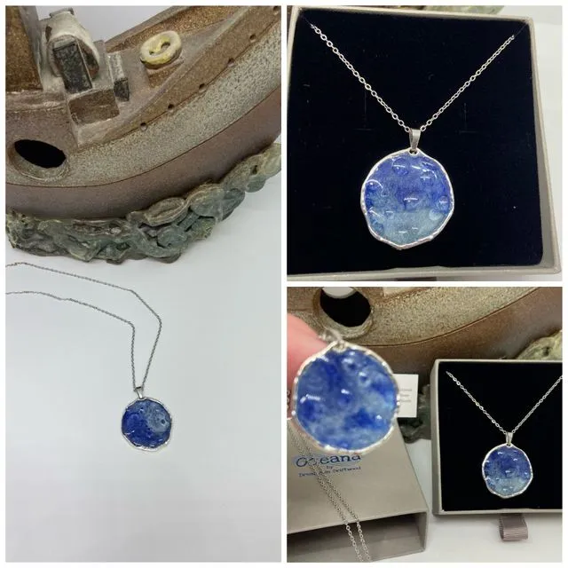 Ocean necklace | water Droplets | Royal Blue Sea pendant