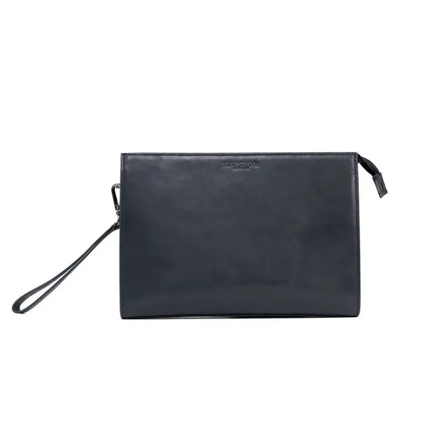 Black Leather Clutch Pouch