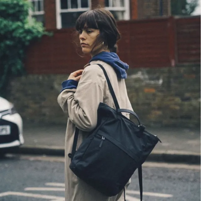 London Tote Backpack · Black (British Millerain)