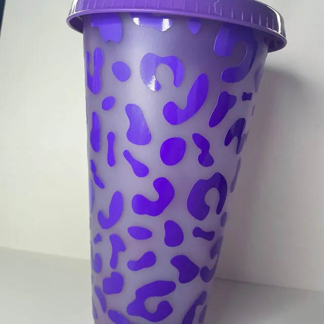 Purple cheetah cold cup