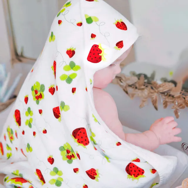 Bamboo Baby Hooded Towel Strawberry Print