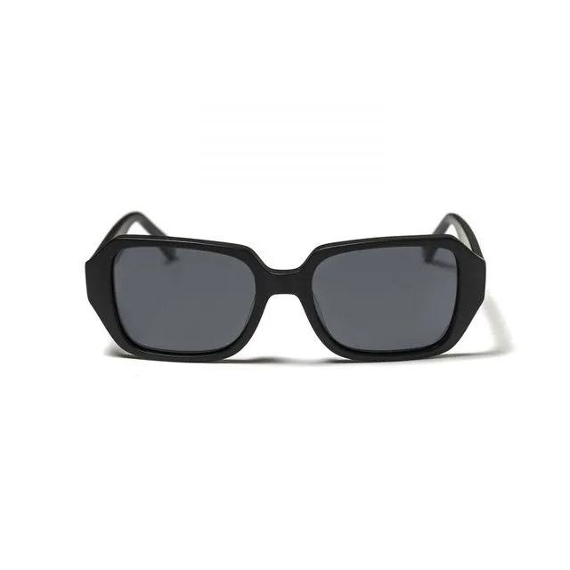 Georgia shiny black frame with smoke lens sunglasses
