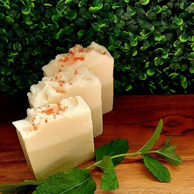 Peppermint, Himalayan Pink Salt and French Green Clay Salt Soap Spa Bar