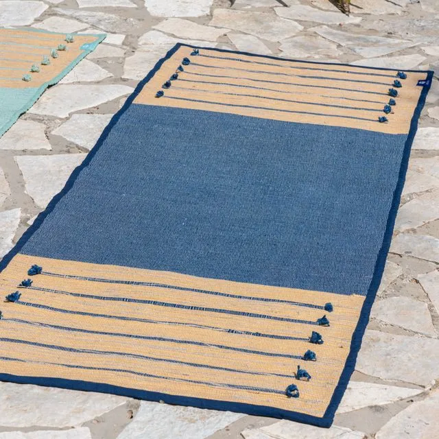 Herbal Cotton Yoga Mat (Dark Blue Indigo Leaf with Triphala)