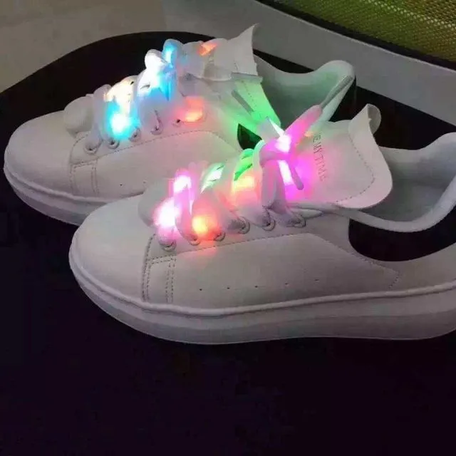 White laces with multi colored lights