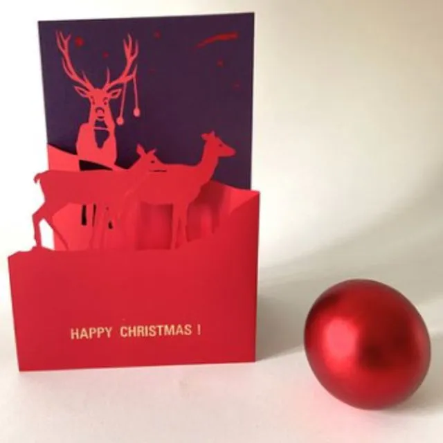 Happy Christmas red and purple card