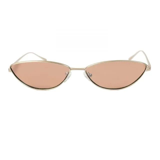 Liverpool matte gold frame with transparent red lens sunglasses
