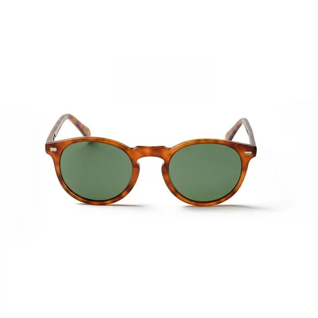 De Niro demi brown frame and green lens sunglasses