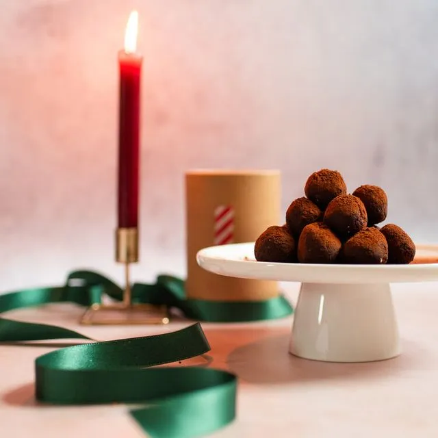 Festive spiced hazelnut + cacao truffles