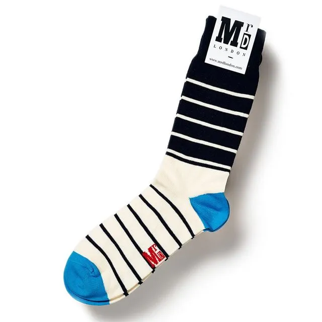 Breton Stripe Fine Sock - Blue/Navy