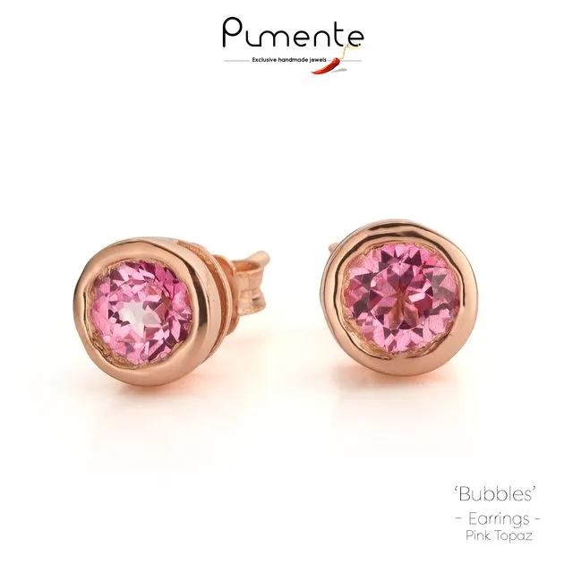 “Bubbles” earrings Pink Topaz Rose gold plated