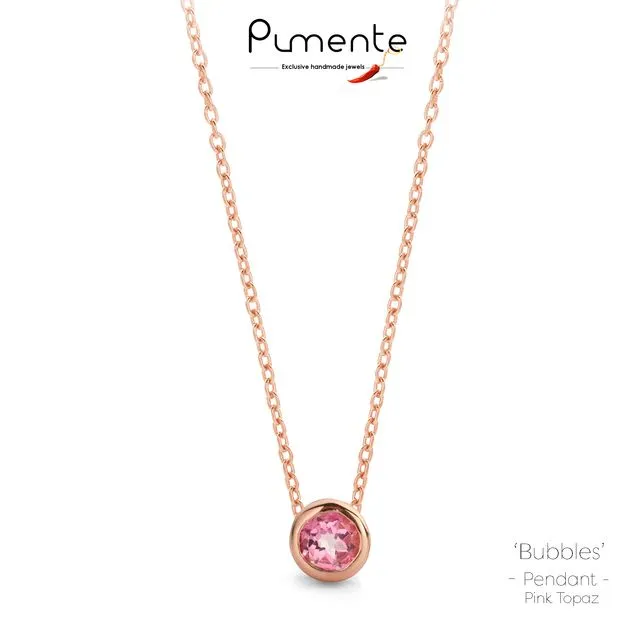 “Bubbles” pendant in Pink Topaz in Rose gold plated